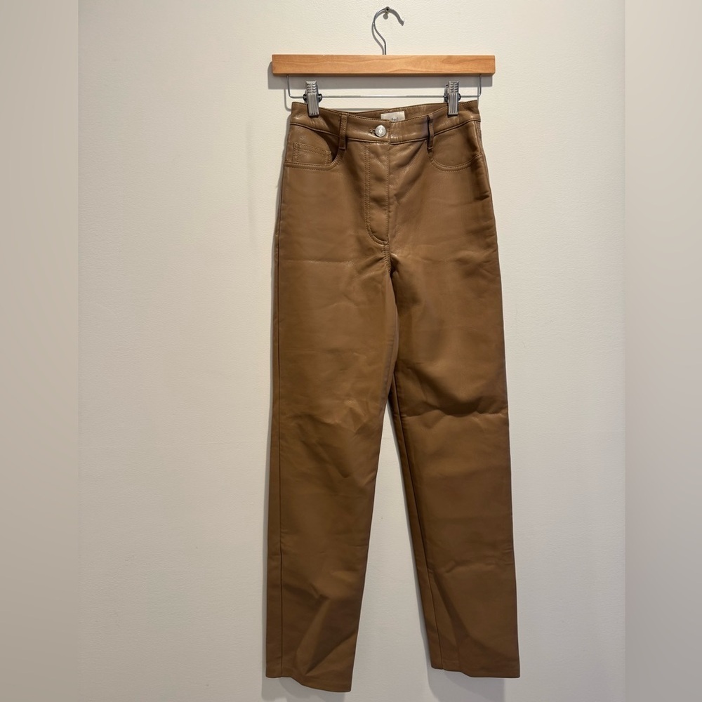 Wilfred Melina High-Rise Straight-Leg Vegan Leather Pants from Aritzia Size 0